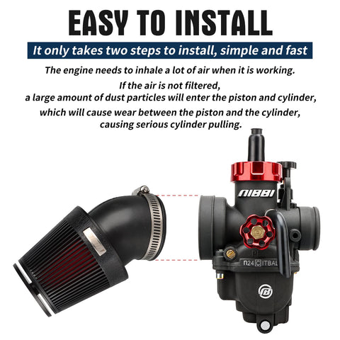 48mm Cone Air Filter For Dirt Bikes And ATVs Universal Fit, Boost Airflow For PWK And PE Carburetors, Easy Install, Plug And Play
