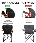 Comparison of Oversized Padded Camping Chair Two Pack Heavy Duty Quad Chair With Lumbar Support and another chair's armrests