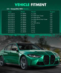 Vehicle fitment chart for Performance Auxiliary Water Pump 11518635089 for BMW models 2012-2018, features and engine types.