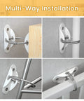 Keep Kids And Pets Safe With This 10 Pack Of Furniture Anchors Heavy Duty Anti Tip Straps That Secure Heavy Furniture Up To 400 Lbs White Metal Earthquake Straps For Baby Proofing And Home Safety showing multi-way installation on furniture.