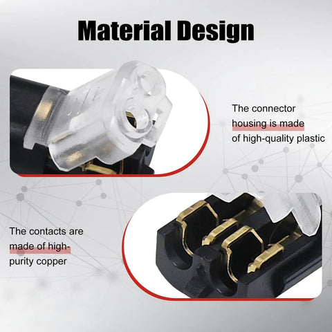 Close-up of 50 Pack Double Wire Plug In LED Strip Light Connectors 2 Pin Quick Connect With Locking Buckle No Stripping