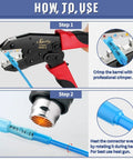 How to use 340Pcs Heat Shrink Butt Connectors Kit Marine Grade Electrical Wire Connectors tutorial steps with crimper and heat gun.