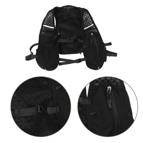 Go To Hydration Backpack For Running Cycling And Hiking With Quick Access Water Bladder, front view with reflective details