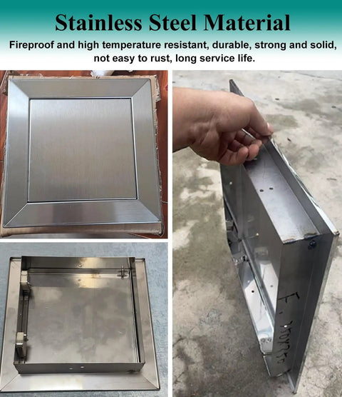 Stainless Steel Drywall Access Door With Slick Push Latch For No Sweat Ceiling Install Flush Mount Electrical Plumbing Wall Hole Cover Plate Build Quality You Love, showcasing smooth stainless steel finish and sturdy design.