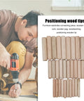 Man using drill with Wooden Doweling Jig Kit For Cabinets And Drawers 300 Piece Set with dowels shown for DIY woodworking project.