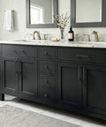 Matte Black Cabinet Pulls Set of 10, 5 Inch 128mm Zinc Alloy Drawer Handles on black bathroom vanity