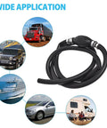 Six Ft Boat Fuel Line With Primer Bulb Nylon Braided Universal Three Eighths Inch Hose 10mm Inner Diameter For Marine Outboard Motors And RVs Includes Steel Clamps shown with multiple vehicle applications