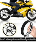 Sturdy Stainless Steel Motorcycle Exhaust Clip Brackets With Rubber Cushions Universal Exhaust Hanger Clamp close-up and motorcycle view