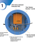Interior view of 3 Way Dimmer Wireless Switch Kit showcasing wiring connections and LED status indicator.