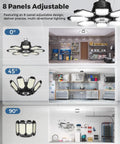 LED Garage Ceiling Light 2 Pack With 8 Plus 1 Adjustable Panels Ultra Bright 14000 Lumen Deformable Fixture for indoor use