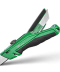 Beefy Retractable Utility Knife With SK2M TAC Tetracarbon Coated Blades And Zinc Alloy Handle For Clean Precise Cuts And Up To 28x Longer Blade Life For Everyday Use, green