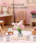 2 Pcs Pink Miniature Flower Vase Set With One Sixth Scale Straight Up Killer Details For Dollhouse Decor Fairy Garden And Diorama Accessory Featuring Super Chic Micro Landscape Vibes And Cozy Room Styling in a dollhouse setup.