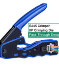All In One RJ45 Crimp Tool Kit For Pass Through Connectors Pro Level Ethernet Crimper With Cat6 Cat5 Cat5e Support
