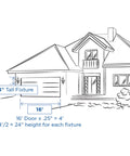 Illustration of wall lantern placement on house for Aluminum Outdoor Up And Down Wall Lantern Light In Antique Bronze.
