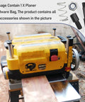 Top Shelf Planer Hardware Bag Replacement For DeWalt Dw7351 And Dw735X Tool Tables with accessories on a woodworking planer.