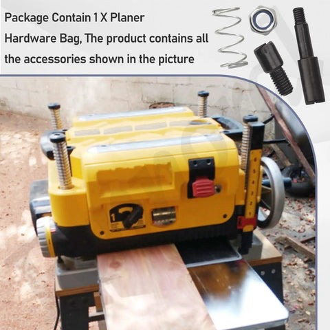 Top Shelf Planer Hardware Bag Replacement For DeWalt Dw7351 And Dw735X Tool Tables with accessories on a woodworking planer.