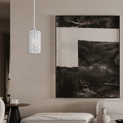 Living room with 2 Pack Crystal Pendant Lights For Kitchen Island And Bar Dope Brushed Bronze Finish With Metal Shade