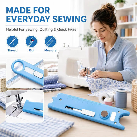 4 In 1 Needle Threader For Sewing Machines, Quick No-Fuss Threading With V-Shaped Guide Sleeve, Magnetic Positioning For Easy, Safer Fabric Projects, Labor-Saving Accessory, Blue on sewing machine