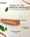 Two-piece African Mahogany turning blanks, 2" x 2" x 12", kiln-dried hardwood for woodturning.