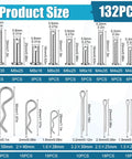 132 Piece Clevis Pin And Cotter Pin Assortment Kit In 304 Stainless Steel, 15 Sizes, Heavy Duty Hitch Clip Pins for DIY