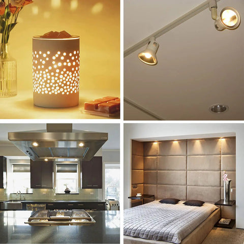 Six Pack GU10 35W Halogen Bulbs 120V Dimmable Warm White 2700K 380 Lumens for lighting in various home settings