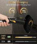Nacs To J1772 Ev Charger Adapter 80A With Led Display for quick EV charging, showing socket connection and specs.