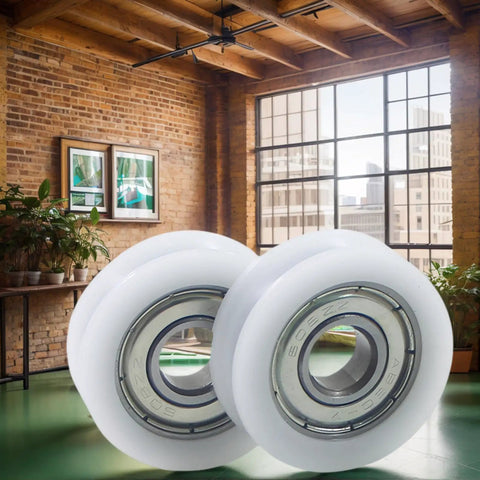 6 Pack Nylon UGroove Track Roller Wheels Set With 608ZZ Sealed Ball Bearings 8x30x9mm For Sliding Doors Windows And Lifting System Pulleys Built To Last Dope Smooth Quiet Operation, white nylon U-groove wheels