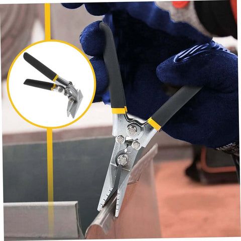 Metal Seamer And Edge Seamer Pliers For Standing Seam Roofing in use on metal surface
