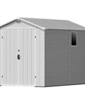 6x10 Ft Plastic Storage Shed with Floor Lockable Door and Windows Waterproof Outdoor Garden Tool Shed for Patio Lawn and Backyard