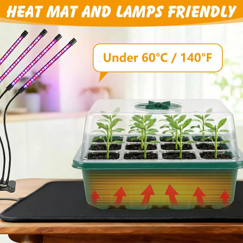 Ten Pack Seed Starter Trays With Humidity Domes, 120 Cell Seed Starter Kit For Indoor Greenhouse And Seedlings on heat mat