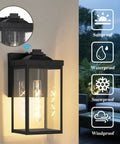 Two Pack Dusk To Dawn Sensor Outdoor Wall Lights, White Aluminum Sconce With Seed Glass, Weatherproof Wall Mount