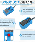 Two Pack Inductive Proximity Sensor 4 mm Sensing Range DC 6 to 36 V 200 mA NPN Normally Open 3 Wire Blue Industrial Grade