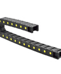 Beefed Up Closed Type Drag Chain Cable Carrier With End Connectors 25x38mm Inner Size 40x55mm Outer Size R75 Bend Radius 1 Meter Length Nylon Reinforced