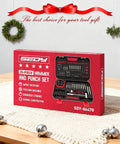 Pin Punch Hammer Set With Bench Block And 25-Piece Punch Kit Pro Grade box displayed on a festive table.