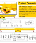 Heavy Duty Workhorse Forklift Jib Boom Hoist 6600 Lb yellow telescopic crane attachment with dual hooks and fork pockets.