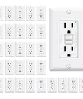 No Fuss 15 Amp Gfci Outlet With Self Test Every Five Seconds, Slim Cut Fits Odd Ball Boxes, UL Rated white receptacles.