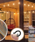 60 Pack Ceiling Hooks For Hanging Plants And Outdoor String Lights Heavy Duty 2.2 Inch Eye Screw Cup Hooks on patio setup