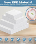 Stack of foam sheets from Move Day Must Have Moving Dish Packing Supplies Kit with 540 foam pouches and sheets in various sizes.