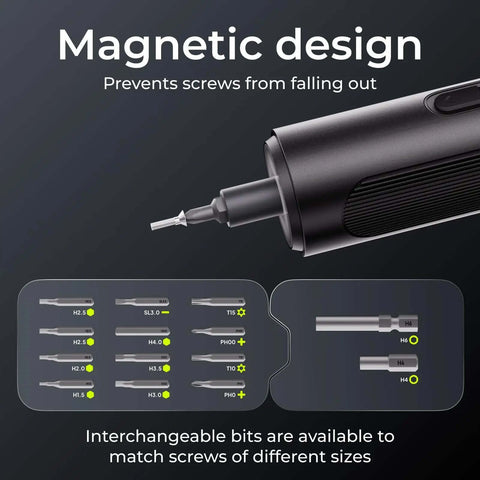 Electric Screwdriver Set With 33 Magnetic Bits And 3 Torque Settings, 300 RPM, 1500mAh Rechargeable Cordless Driver, LED Light