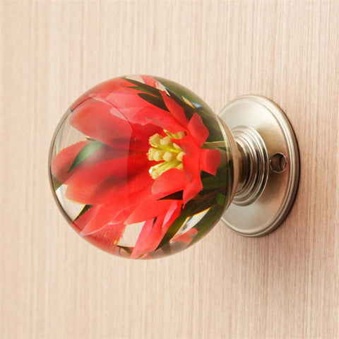 Swanky Resin Crystal Ball Cabinet Knobs Rad Furniture Pulls Durable Metal Wardrobe Handles on a wooden surface.