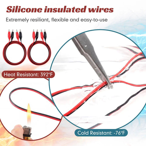 4 Pcs Alligator Clip Test Lead Set For Electrical Testing, 40 Inch Double Ended Jumper Wires PVC Insulated Copper Wire