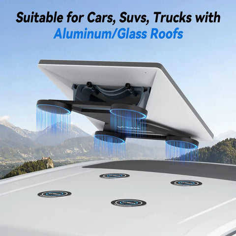 Heavy Duty Four Pack Starlink Mini Gen 3 Magnetic Mount Plates With Rock Solid Self Adhesive Metal Backing For Vehicles Glass Or Aluminum Cab Roofs No Sweat Satellite Dish Setup on aluminum roof.