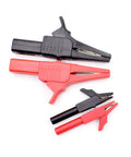 Large and small alligator clips from the All In One 10Pcs Test Leads Kit With Double Insulated Leads, 1000V CAT III, 14AWG.