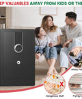 5.5 Cubic Feet Biometric Fireproof Safe For Home With Keypad And Dual Alarms Beefy Waterproof Heavy Duty Safe Box with family background