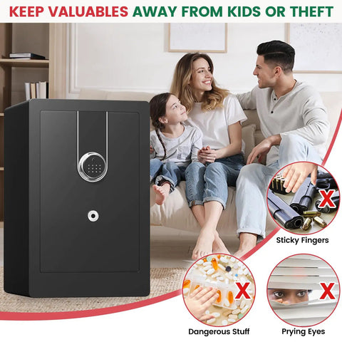 5.5 Cubic Feet Biometric Fireproof Safe For Home With Keypad And Dual Alarms Beefy Waterproof Heavy Duty Safe Box with family background