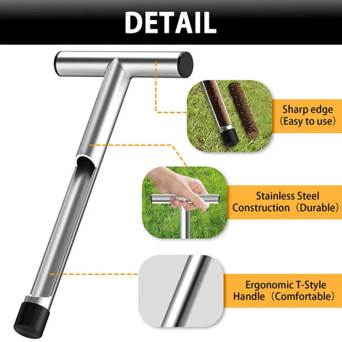 12 Inch Stainless Steel Soil Sampler Probe With T Style Handle For Deep Soil Sampling in Lawn Garden Farm and Plant Care