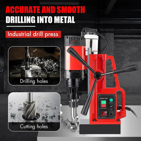Heavy Duty 1550W Magnetic Drill Press With Variable Speed Up To 500 RPM for accurate metal drilling and cutting.