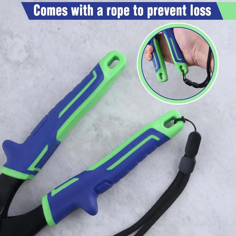 5 Blade Beefed Up Sheet Metal Crimper with anti slip TPR handle and rope for preventing loss, ergonomic design for HVAC ductwork.