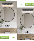 Dope Matte Black Vanity Light With Clear Glass Shades 30 Inch Farmhouse Bathroom Fixture For Over Mirror Warm Cold Light