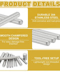 Durable 304 stainless steel dowel pins for woodworking, featuring smooth chamfered design for easy insertion, Prime Grade 2mm X 15mm Stainless Steel Dowel Pins 60 Pack Rock Solid 304 Steel Shelf Pegs and Rod Supports for Heavy Duty Woodworking Fixes Hella Durable DIY Furniture Repairs Rust Free.